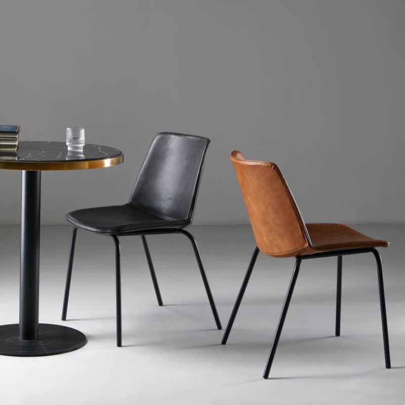 Industrial Design Armless Solid Back Chair for Kitchen Leather Dining Side Chair Clearhalo ' kitchen&dining_furn' 'Dining Chairs' 'Dining Tables & Seating' 'dining_chair' 'furn' 'furn_dining_chair' 'Furniture' 'furniture_dining_chair' 'Kitchen & Dining Furniture' 'kitchen' 1200x1200_5568e3b2-4d25-4c91-81cb-401108efbe89
