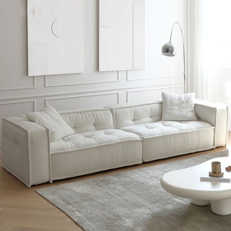 Tissu canapé scandinave Tuxedo bras canapé arrière tufté en blanc