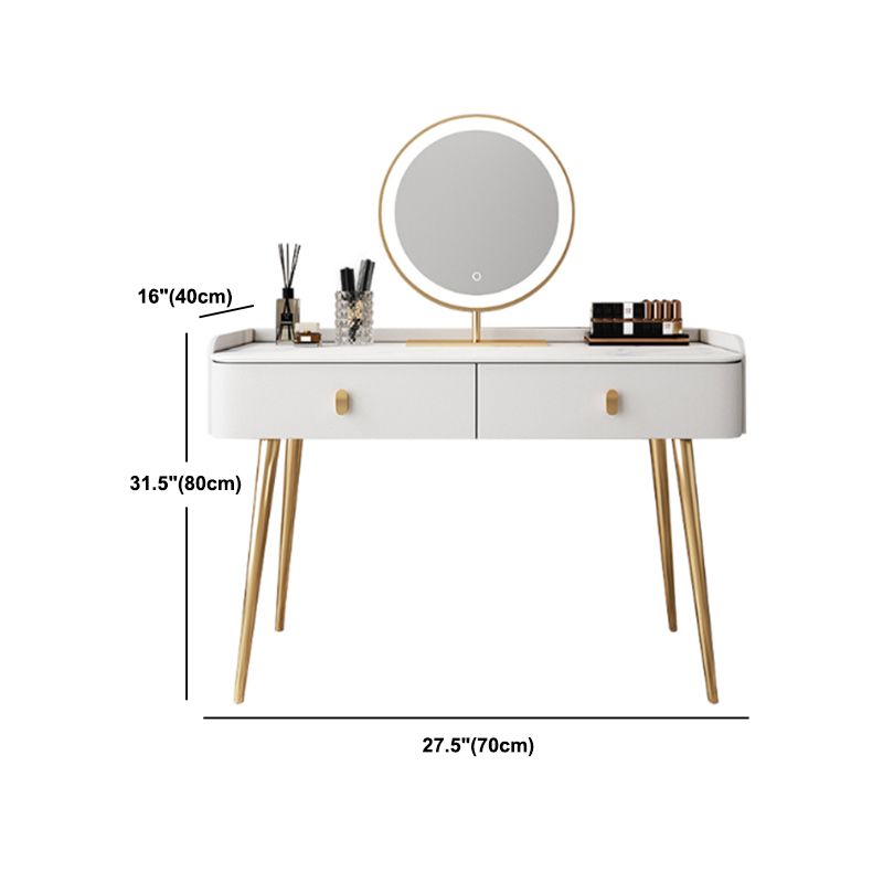 Vanity bianco con tavolo da trucco e sgabelli, cassetti 1/2 cassetti - 31,89 "H