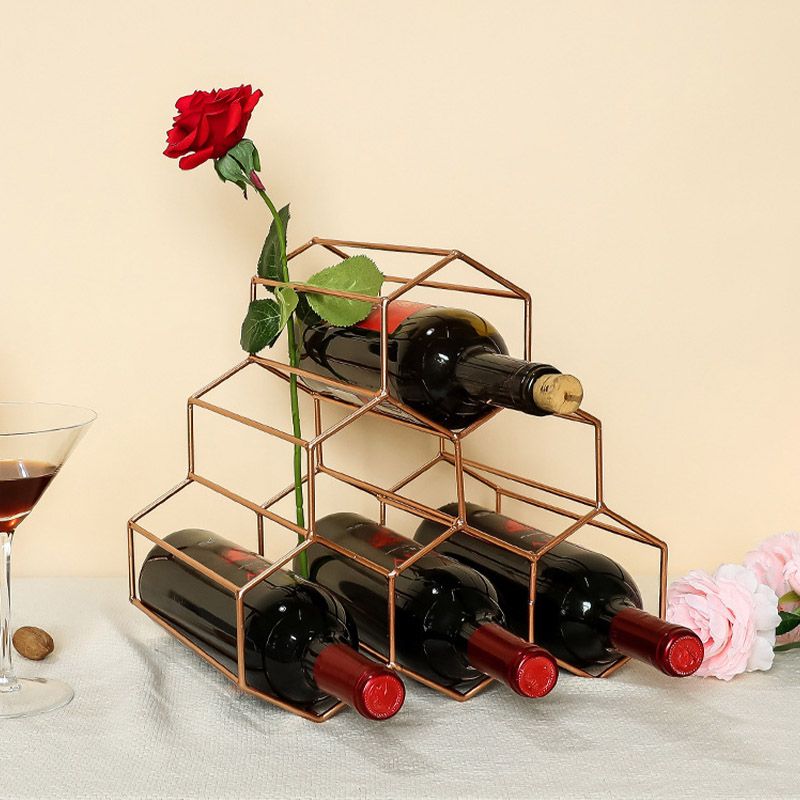 Glam Countertop Wine Rack Metal Wine Bottle Rack for Living Room