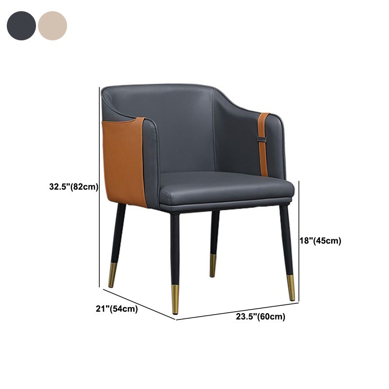 Glam Upholstered Arm Chair Faux Leather and Metal Dining Accent Chair Clearhalo 'Dining Chairs' 'Dining Tables & Seating' 'dining_chair' 'furn' 'furn_dining_chair' 'Furniture' 'Kitchen & Dining Furniture' 1200x1200_556ff086-c8ec-471b-8852-d7a0c23c8812