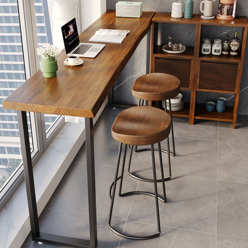 Industriële bar-eettafel voor binnen, rechthoekig massief houten bartafel