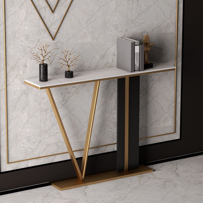 Glam Scratch Resistant Console Table Stain Resistant Stone Console Sofa Table for Hall Clearhalo 'Console Tables' 'console_tables' 'Entry & Mudroom Furniture' 'furn' 'furn_console_tables' 'Furniture' 1200x1200_5570c586-1442-4140-a5e5-bcffdca3d460
