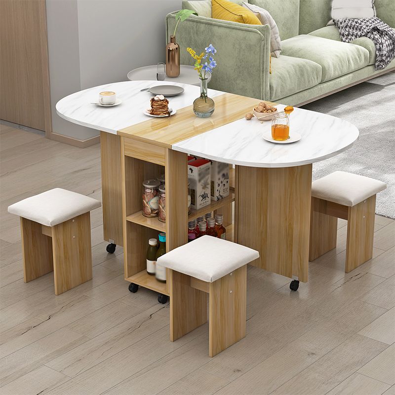 Solid Wood Mid-Century Oval Table Wood Top Table with Drop Leaf Clearhalo ' dining_table' 'Dining Tables & Seating' 'Dining Tables' 'furn' 'furn_dining_table' 'Furniture' 'furniture_dining_table' 'Kitchen & Dining Furniture' 'kitchen&dining_furn' 'kitchen' 'kitchen_dining_table' 1200x1200_55724cce-19ed-4cfa-b6cd-1adb915424e8