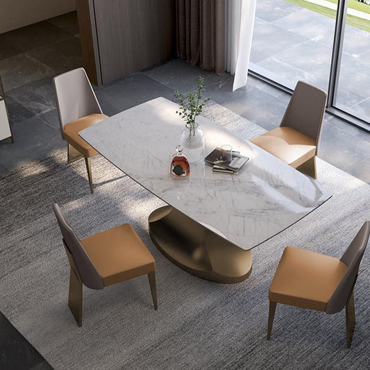 デザイナースタイルの大理石トップダイニングセット長方形1/4/5ピースダイニングルームテーブルセット