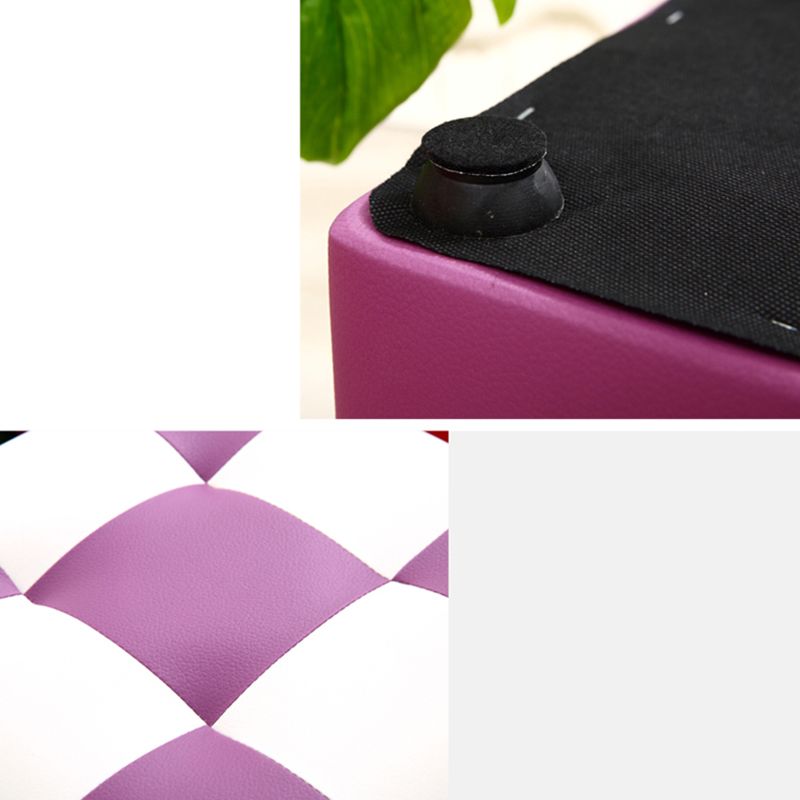 Purple Modern Pouf Leather Check Print Pouf for Drawing Room Clearhalo 'furn' 'furn_ottomans_poufs' 'Furniture' 'Living Room Furniture' 'Ottomans & Poufs' 'ottomans_poufs' 1200x1200_55741876-f390-4976-bce4-a8eeae05ab86