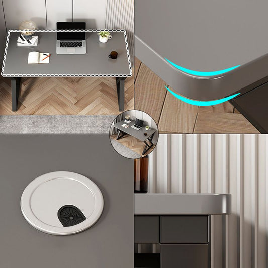 Steel and Artificial Wood Office Desk Rectangular Computer Desk with Cable Management