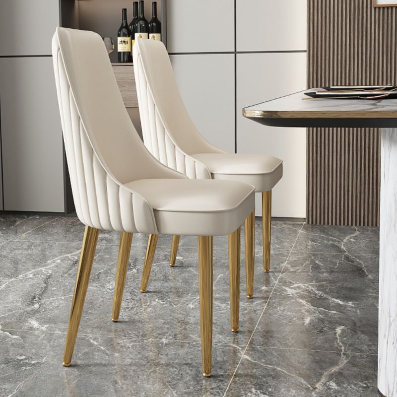 Glam Style Side Chair Leather Parsons Back Dining Chair for Home Clearhalo 'Dining Chairs' 'Dining Tables & Seating' 'dining_chair' 'furn' 'furn_dining_chair' 'Furniture' 'Kitchen & Dining Furniture' 1200x1200_5578ca4f-6335-4d2c-a802-dcfc9779b3cb