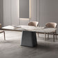 Modern Dining Rectangle Table Sintered Stone Table with Metal Leg for Home Clearhalo 'Dining Tables & Seating' 'Dining Tables' 'dining_table' 'furn' 'furn_dining_table' 'Furniture' 'Kitchen & Dining Furniture' 1200x1200_5579e6cc-2565-416b-bc50-4e6bbf4b7df4