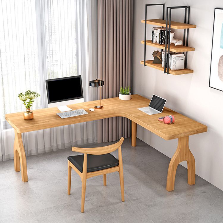 Contemporary Style L-Shape Home Wrting Desk Simple Solid Wood Working Writing Desk Clearhalo 'furn' 'furn_office_desk' 'Furniture' 'Office Desks' 'Office Furniture' 'office_desk' 1200x1200_557b9fd2-def1-4b24-882f-f9e0bab0e7cd