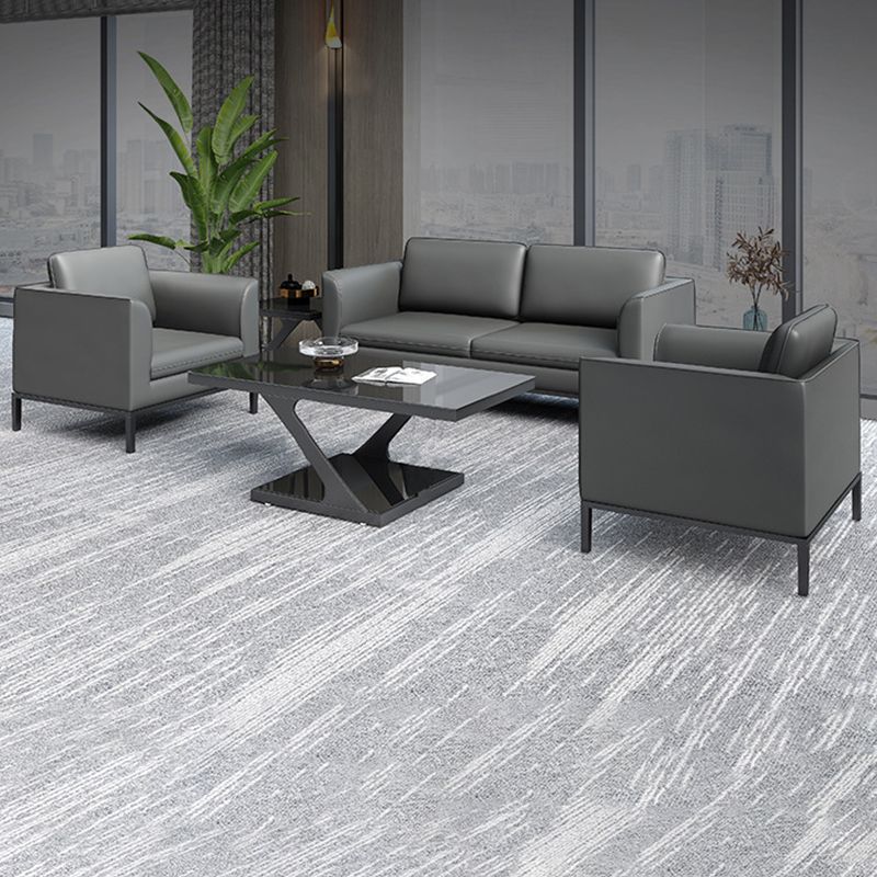 Square Arm Settee Stain-Resistant Leather Couch in Black/Grey Clearhalo 'furn' 'furn_sofas' 'Furniture' 'furniture_sofas' 'Living Room Furniture' 'Sofa' 'sofas' 1200x1200_557c9ddf-1c05-43cc-a643-1a7649eb05cd