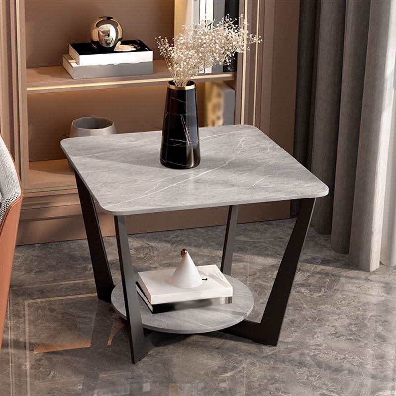 Square Marble Top End Table Metal Frame Sofa Side End Table with Shelf Clearhalo 'Coffee & Accent Tables' 'End & Side Tables' 'end_side_tables' 'furn' 'furn_end_side_tables' 'Furniture' 'Living Room Furniture' 1200x1200_557d3802-a7ea-4a49-bee5-d0a2f06c91b8