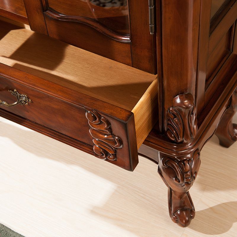 Traditional Curio Cabinet Birch Hutch Cabinet with Doors for Living Room Clearhalo 'Display & China Cabinets' 'display_china_cabinets' 'furn' 'furn_display_china_cabinets' 'Furniture' 'Kitchen & Dining Furniture' 1200x1200_557d6d89-512d-4d80-a13e-089c3a869f4a