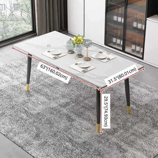 Traditional Sintered Stone Top Dining Set with 4 Black Metallic Legs for Dining Furniture Clearhalo 'Dining Room Sets' 'Dining Tables & Seating' 'dining_room_set' 'furn' 'furn_dining_room_set' 'Furniture' 'furniture_dining_room_set' 'Kitchen & Dining Furniture' 'kitchen&dining_furn' 'kitchen' 1200x1200_557dc654-5388-4add-b41b-e44ee822d157