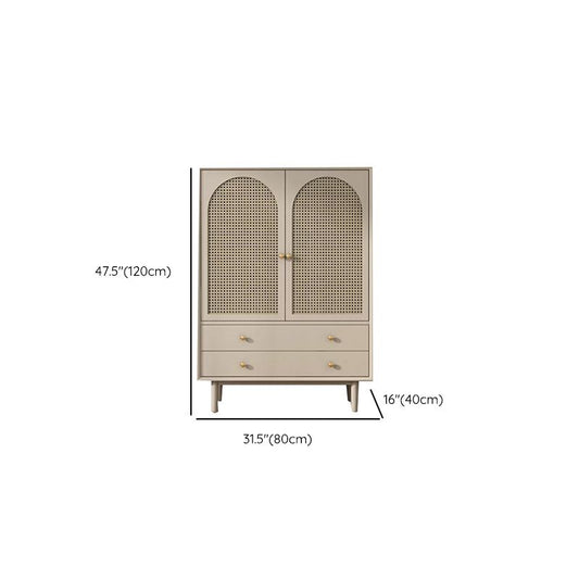 Solid Wood Glass/Rattan Door Cabinet Mid Century Beige Chest with Drawers Clearhalo 'Cabinets & Chests' 'cabinets_chests' 'furn' 'furn_cabinets_chests' 'Furniture' 'Living Room Furniture' 1200x1200_557de0a1-ff7d-4207-a6c8-088afd4d3e6d