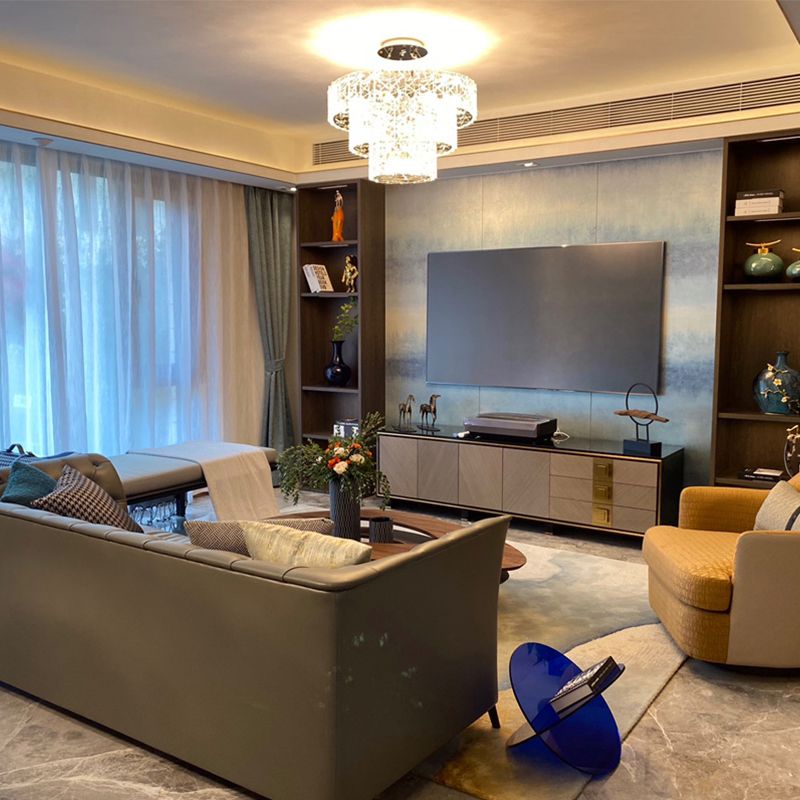 23.62 "H TVスタンドグラムスタイルの囲まれたストレージテレビコンソール3つの引き出し付き