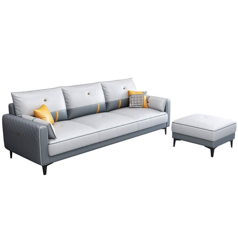 Scandinavian 3-seater Sofa with Ottoman Included Square Arm Sofa