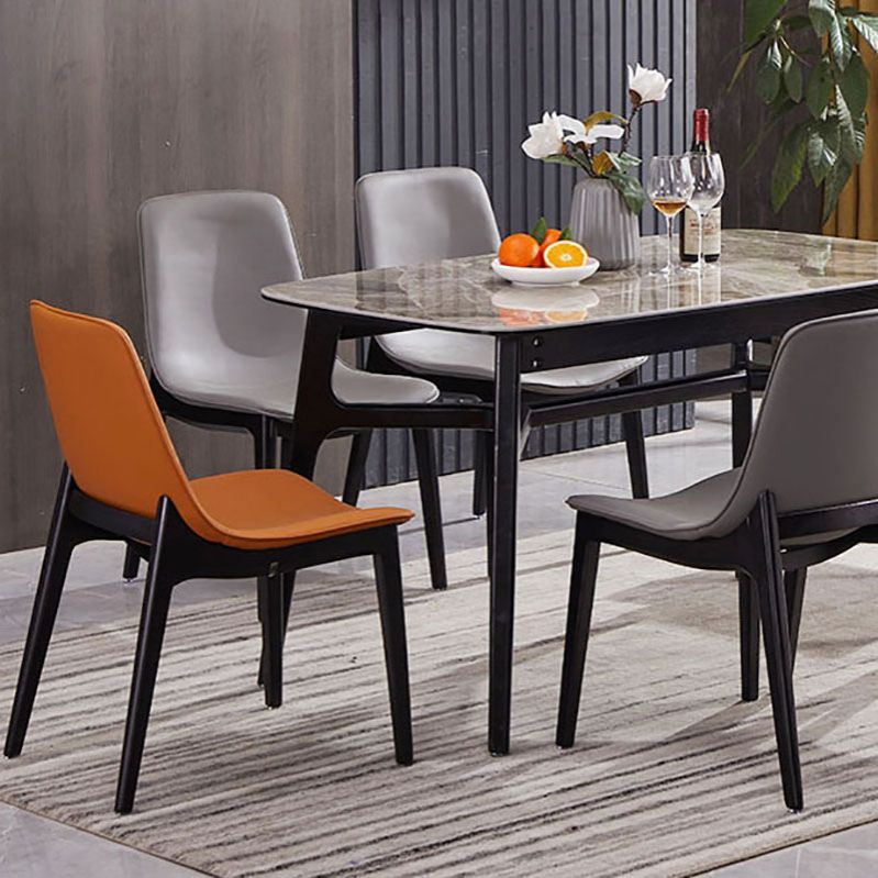 Industrial Home Solid Back Chair Leather Dining Chair with Black Legs Clearhalo ' kitchen&dining_furn' 'Dining Chairs' 'Dining Tables & Seating' 'dining_chair' 'furn' 'furn_dining_chair' 'Furniture' 'furniture_dining_chair' 'Kitchen & Dining Furniture' 'kitchen' 1200x1200_55828d94-fec8-402d-b00e-619efe80f1fe