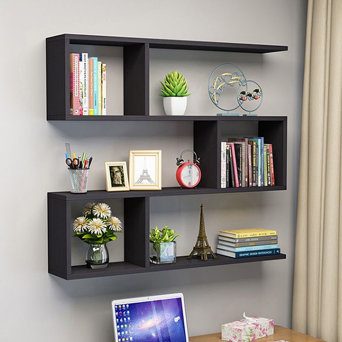 Zwevende moderne boekenkast horizontale matte afwerking hout open kast voor woonkamer
