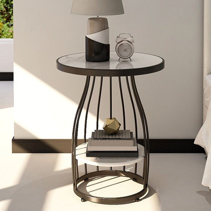 Contemporary Metal Frame End Table 24.8" Tall Slate Top Side Table Clearhalo 'Coffee & Accent Tables' 'End & Side Tables' 'end_side_tables' 'furn' 'furn_end_side_tables' 'Furniture' 'Living Room Furniture' 1200x1200_5583d5ab-5f88-4729-81e3-cfcdb57869ec