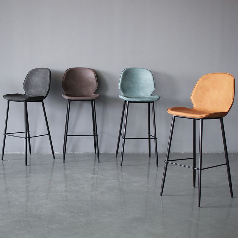 Bucket Footrest Counter Bar Stool Industrial PU Upholstery Low Back Indoor Counter Stool