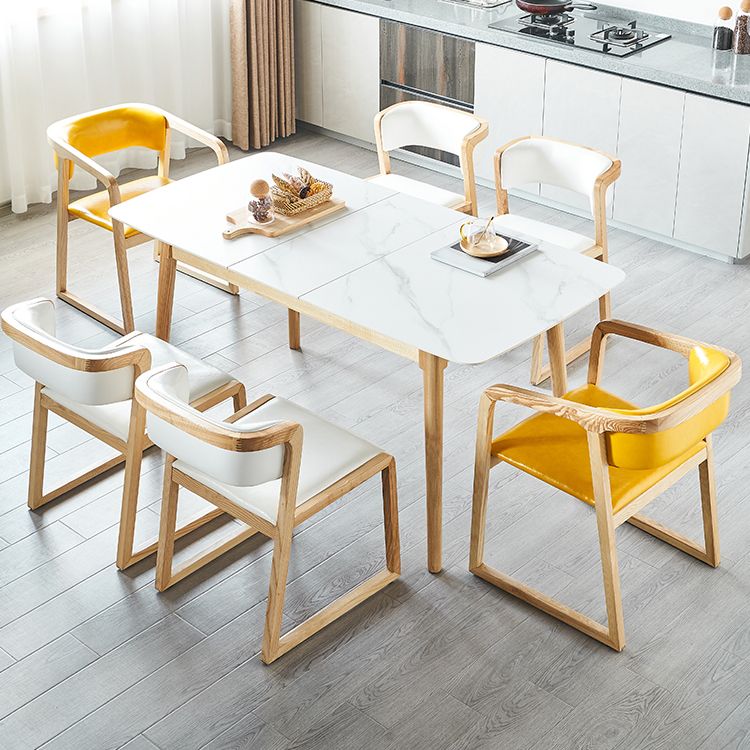 Minimalist Sintered Stone Dining Table White Extendable Dining Table for Kitchen Clearhalo ' dining_table' 'Dining Tables & Seating' 'Dining Tables' 'furn' 'furn_dining_table' 'Furniture' 'furniture_dining_table' 'Kitchen & Dining Furniture' 'kitchen&dining_furn' 'kitchen' 'kitchen_dining_table' 1200x1200_55864dd2-c8a0-453f-93e9-26cc0bf83700