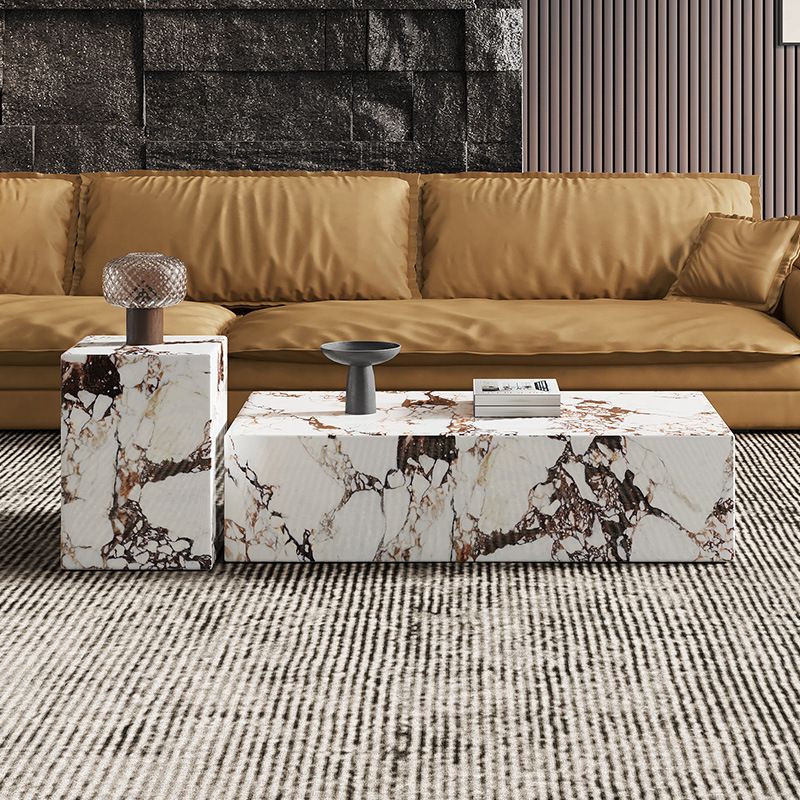 Block Coffee Cocktail Table Contemporary Slate Coffee Table Set