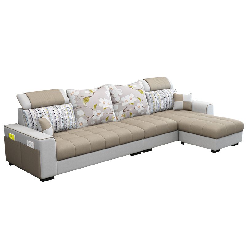 106.3"D x 57"W x 35.43"H Square Arm Sectionals, Modern High Back Sofa with Storage Clearhalo 'furn' 'furn_sectionals' 'Furniture' 'furniture_sectionals' 'kitchen' 'kitchen_sectionals' 'Living Room Furniture' 'Sectionals' 1200x1200_558873db-2f45-49e6-abfb-a93b53e1a60a