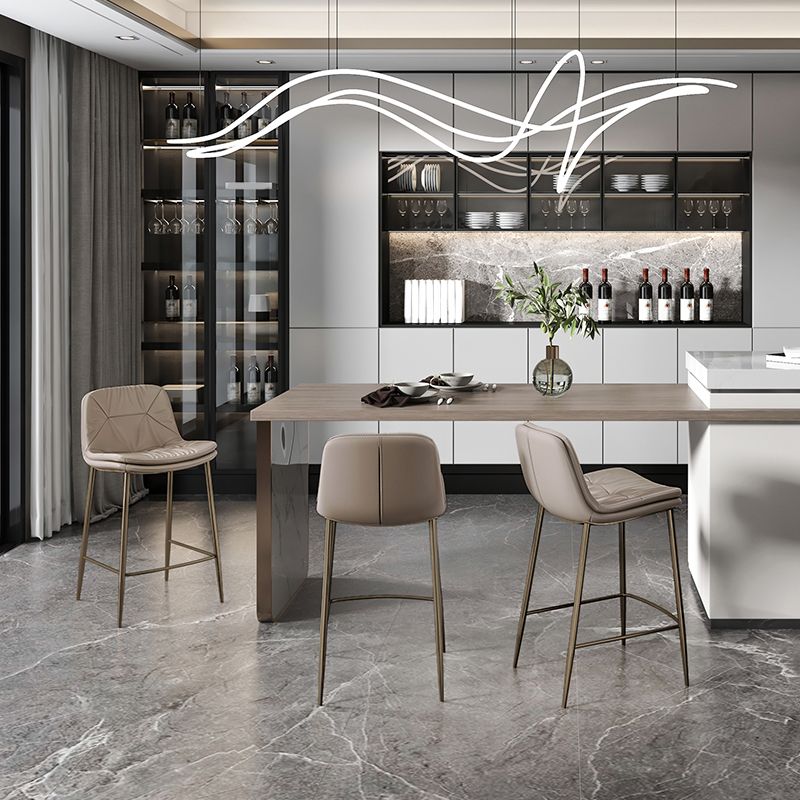 Glam Style Counter Stool Faux Leather Counter-height Stool for Indoor