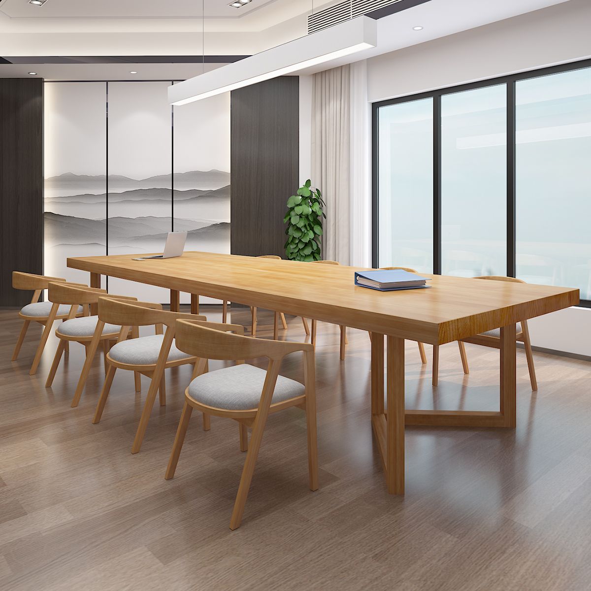 Office tavolo rettangolare in legno massiccio