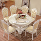 Oak Wood Victorian Round Dining Table Faux Marble Table Top with Pedestal Base Clearhalo 'Dining Tables & Seating' 'Dining Tables' 'dining_table' 'furn' 'furn_dining_table' 'Furniture' 'furniture_dining_table' 'Kitchen & Dining Furniture' 'kitchen' 'kitchen_dining_table' 1200x1200_558b9166-428e-4c88-adc2-bdaa95dfe3c3