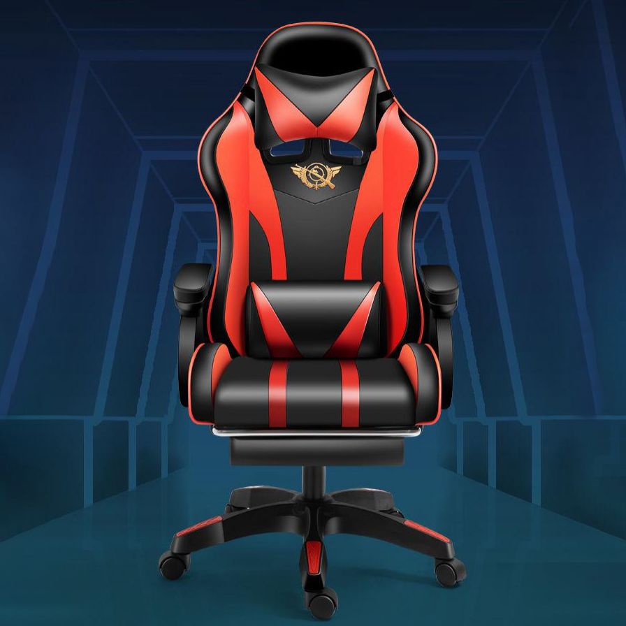 Swivel gamingstoel met zwarte nylon frame moderne computerbureau stoel met wielen