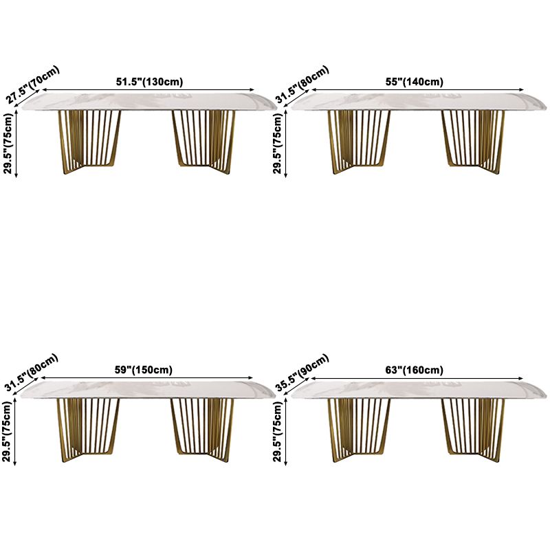 Traditional Luxury Stone Table Rectangle Dining Table with Stainless Steel Double Pedestal Clearhalo ' dining_table' 'Dining Tables & Seating' 'Dining Tables' 'furn' 'furn_dining_table' 'Furniture' 'furniture_dining_table' 'Kitchen & Dining Furniture' 'kitchen&dining_furn' 'kitchen' 'kitchen_dining_table' 1200x1200_558c3dff-dfd2-4769-a418-c17032400f62