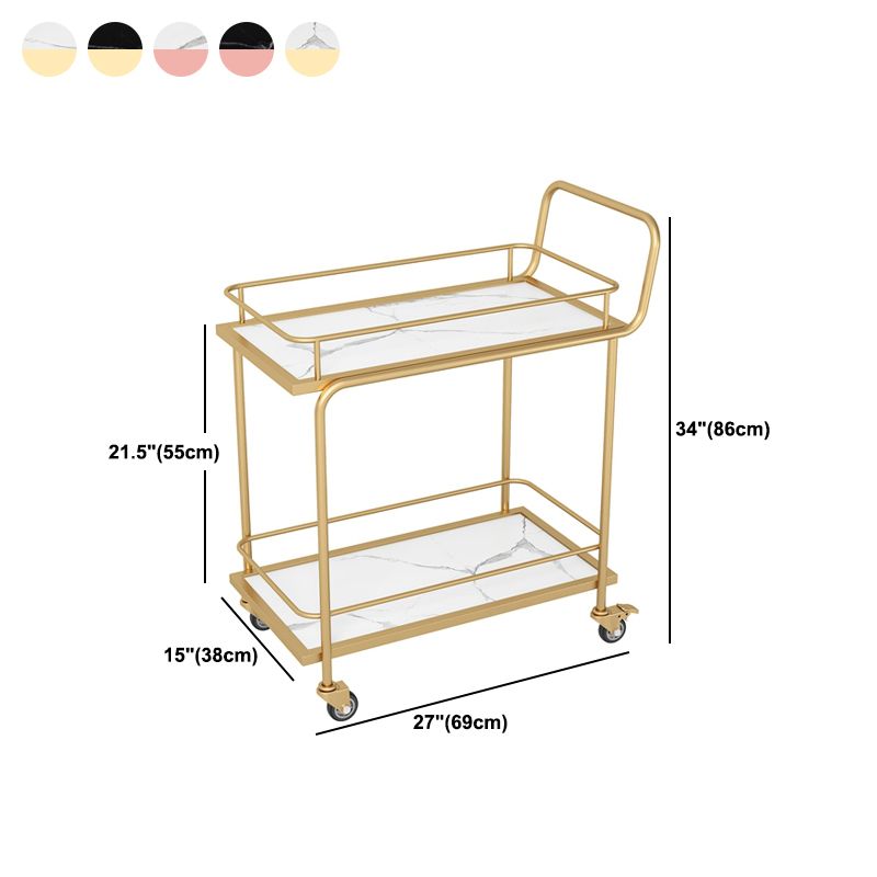 Modern 33.86"H Rolling Prep Table Rectangular Metal Prep Table for Home Use