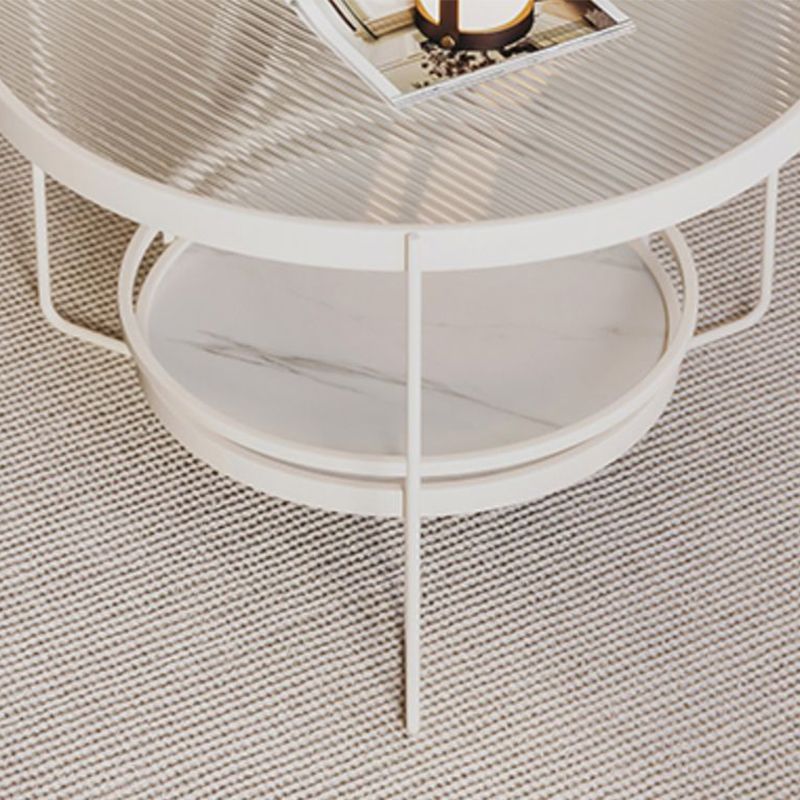 Minimalism Glass Top Coffee Table Round Metal Frame Cocktail Table Clearhalo 'Coffee & Accent Tables' 'Coffee Tables' 'coffee_tables' 'furn' 'furn_coffee_tables' 'Furniture' 'Living Room Furniture' 1200x1200_558d4f44-c801-46ae-b7ea-e0ef527a6d97