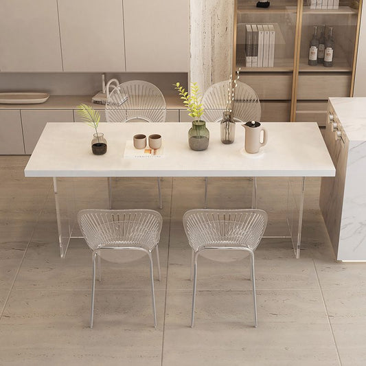 Contemporary 1/2/5 Pieces Furniture Rectangle Solid Wood Dining Set in White Clearhalo 'Dining Room Sets' 'Dining Tables & Seating' 'dining_room_set' 'furn' 'furn_dining_room_set' 'Furniture' 'Kitchen & Dining Furniture' 1200x1200_558e72bc-6dc6-4fb3-9c87-b7e026713c21