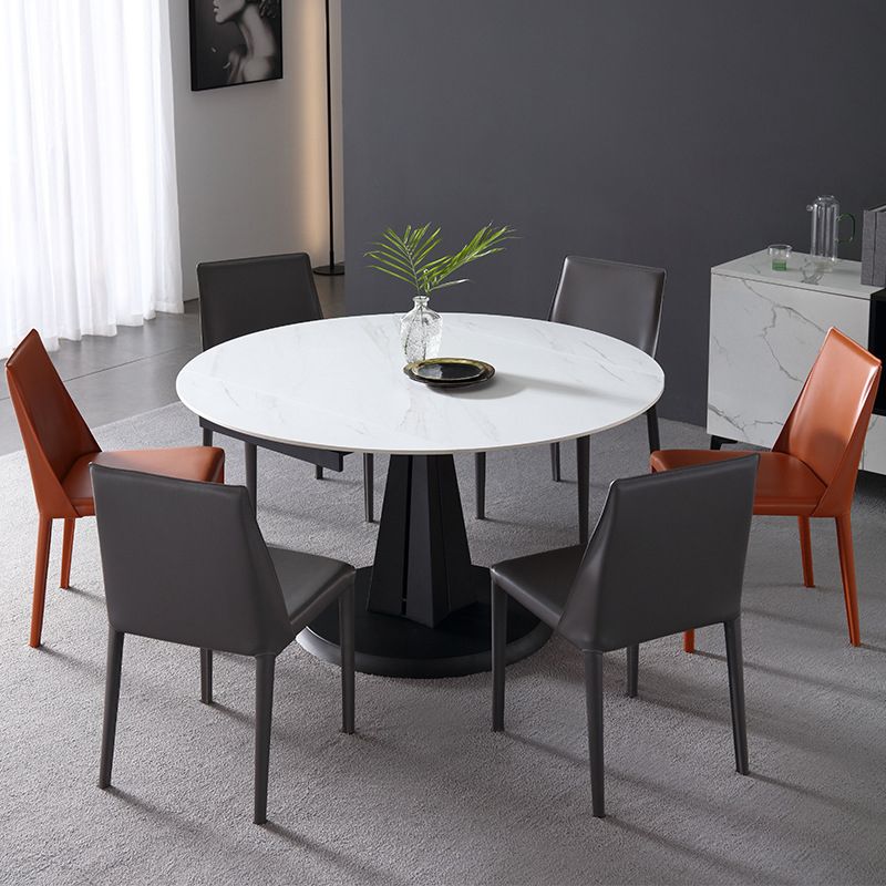 Metal Modern Dining Room Set with Round Table and Pedestal Base Dining Set with Wingback Chairs Clearhalo 'Dining Room Sets' 'Dining Tables & Seating' 'dining_room_set' 'furn' 'furn_dining_room_set' 'Furniture' 'furniture_dining_room_set' 'Kitchen & Dining Furniture' 'kitchen&dining_furn' 'kitchen' 1200x1200_558ffd40-4952-4f5f-8cad-c7bb638f5584