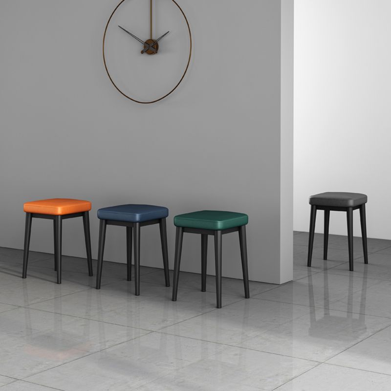 Square Footstools Ottoman Glam Solid Color Faux Leather Water Resistant Ottoman