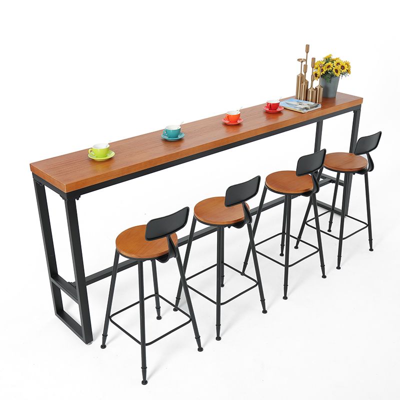 Brown Modern Style Bar Table Solid Wood and Metal Balcony Bar Table Clearhalo 'Bar Furniture' 'Bar Tables' 'bar_tables' 'furn' 'furn_bar_tables' 'Furniture' 'furniture_bar_tables' 'Kitchen & Dining Furniture' 1200x1200_5591f11d-f3ca-4bee-a876-21bf72ab92d7