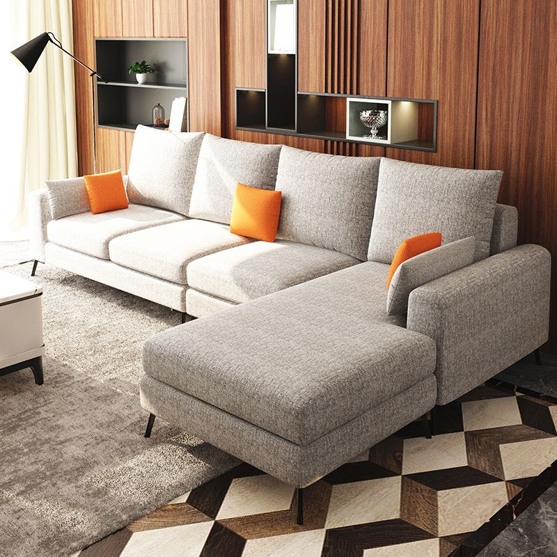 33.46" Tall Modern Linen Sectional/Sofa with Pillowed Back Cushions Clearhalo 'furn' 'furn_sectionals' 'Furniture' 'Living Room Furniture' 'Sectionals' 1200x1200_5592be24-656c-46ab-8d05-26963242b6bd