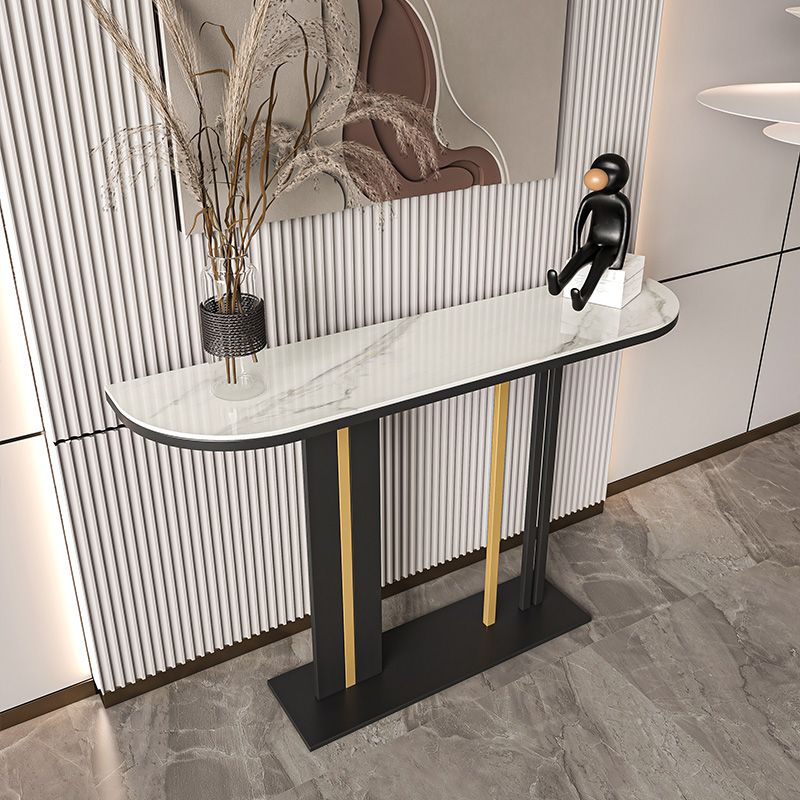 Tavolo da divano di divano a mezza luna ardesia contemporaneo resistente al graffio tavolo da console resistente ai graffi