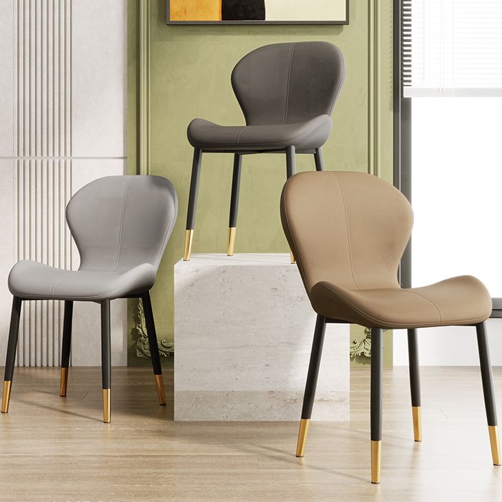 Scandinavian PU Leather Bedroom Side Chair Matte Finish Parsons Dining Chair Clearhalo ' kitchen&dining_furn' 'Dining Chairs' 'Dining Tables & Seating' 'dining_chair' 'furn' 'furn_dining_chair' 'Furniture' 'furniture_dining_chair' 'Kitchen & Dining Furniture' 'kitchen' 1200x1200_559486c9-2601-4ab2-a9e9-b60952520017