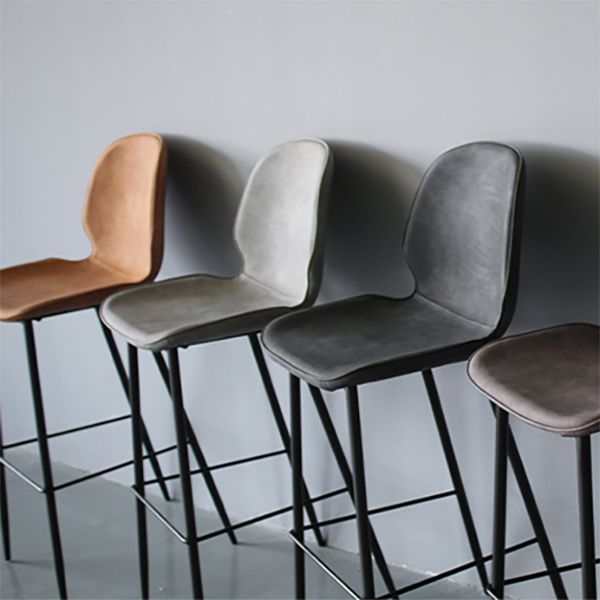 Bucket Footrest Counter Bar Stool Industrial PU Upholstery Low Back Indoor Counter Stool