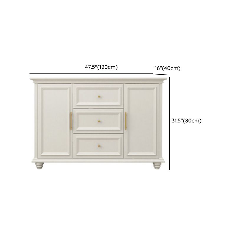 Contemporary White Buffet Sideboard Solid Wood Sideboard Cabinet with Drawers and Doors Clearhalo 'buffet_sideboard' 'Buffets & Sideboards' 'furn' 'furn_buffet_sideboard' 'Furniture' 'Kitchen & Dining Furniture' 1200x1200_5595efd2-520e-4c13-9b82-f6601cb16451