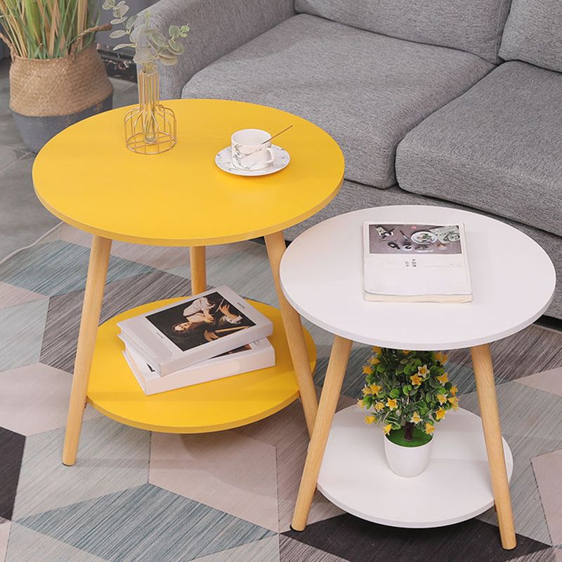 Mesa moderna de 3 piernas Mesa de madera maciza redonda de madera maciza para sala de estar