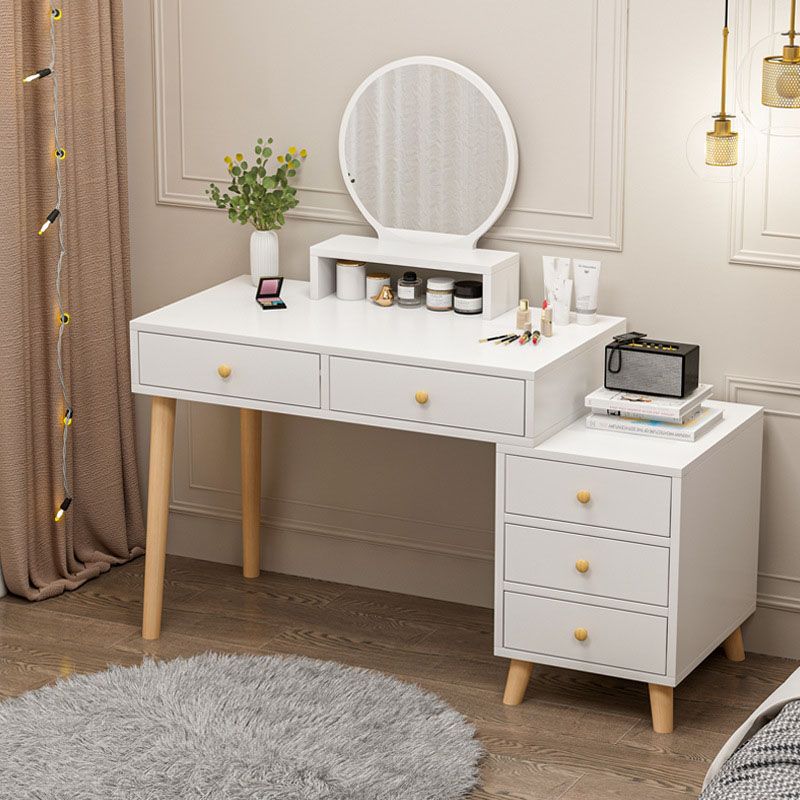 Mesa de tocador de madera y metal con acento de taburete 5/6 cajones de maquillaje