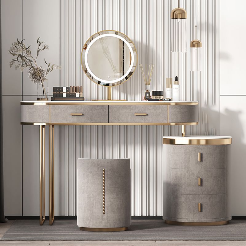 Glam Wood Vanity Dressing Table Gray Vanity Makeup Table Set with Drawer Clearhalo 'Bedroom Furniture' 'furn' 'furn_makeup_vanities' 'Furniture' 'Makeup Vanities' 'makeup_vanities' 1200x1200_559ca983-52d8-4873-88c4-92a1f150462a
