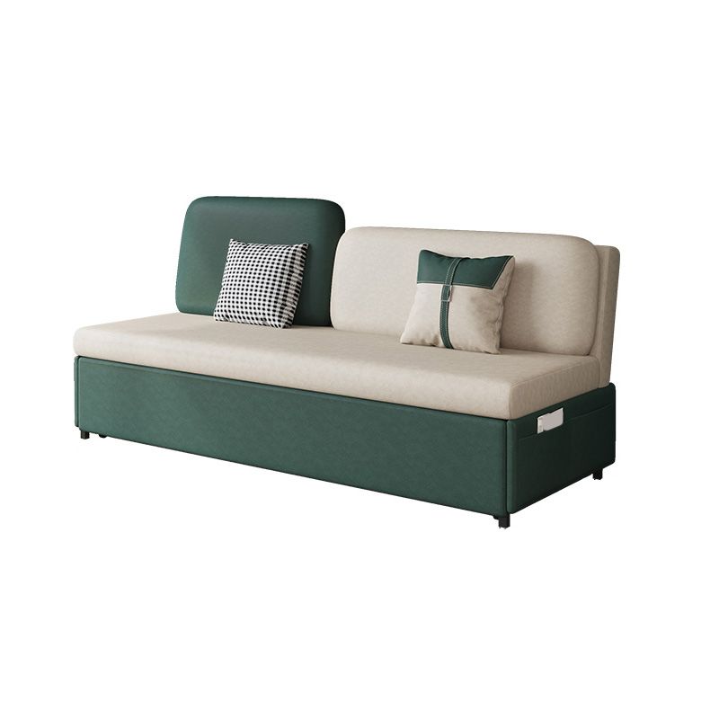 Canapé-lit contemporain en coton sans bras en vert avec 2 oreillers