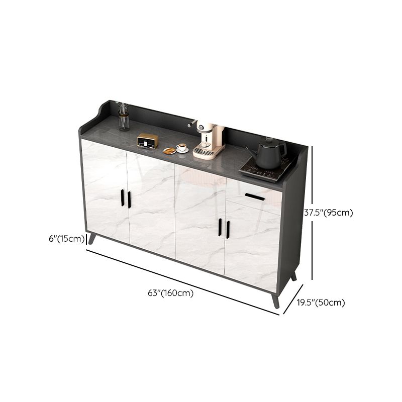 Sideboard di pietra grigia lucida Glam a buffet interno con armadi