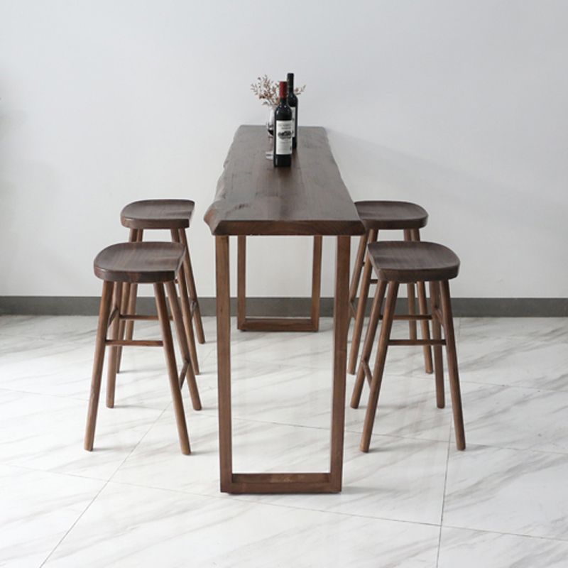 Industrial 1/2/4/5 Pieces Bar Table Set Rectangle Bar Table with Wooden High Stools Clearhalo 'Bar Furniture' 'furn' 'furn_home_bar_bar_sets' 'Furniture' 'Home Bars & Bar Sets' 'home_bar_bar_sets' 'Kitchen & Dining Furniture' 1200x1200_559fd85d-bfdd-41fd-bf5c-e81a85716ed6